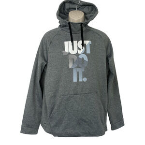 Nike Therma Hoodie Mens Large Dri Fit Just Do It Gray Pocket Sweatshirt 905667